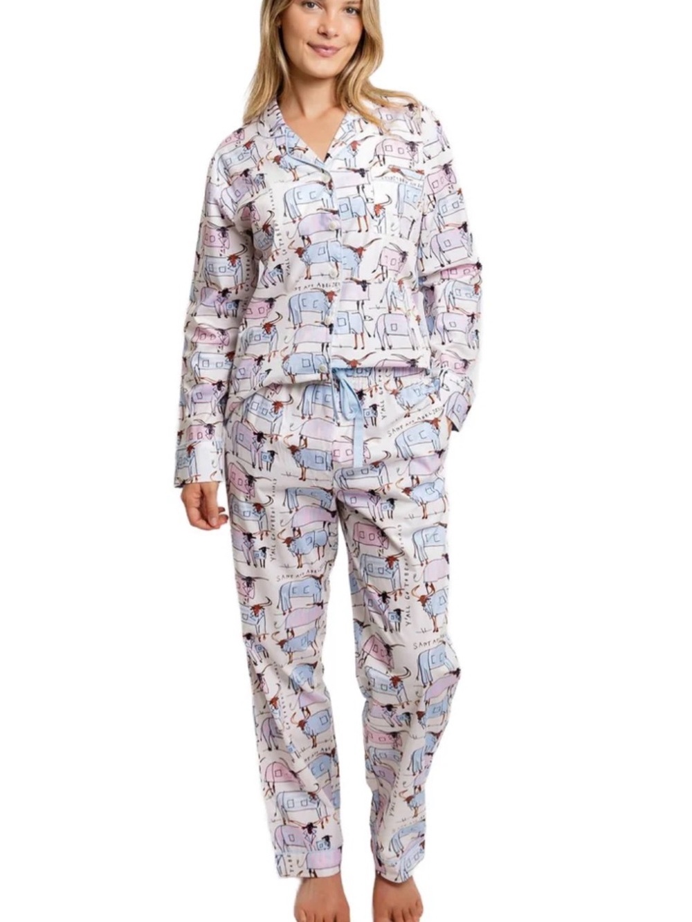 SANT and ABEL x Donald Drawbertson Longhorns Long PJ Set size Large